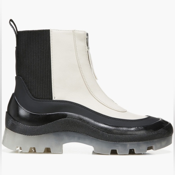 Circus NY - Sam Edelman Black Modern Ivory Zip Up Boot Size 8 - Picture 3 of 4